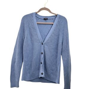 Talbots Blue Preppy Knit V-Neck 3 Button Cotton Nylon Cardigan Size‎ M